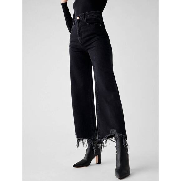 NWT DL1961 Hepburn Wideleg 27" Distressed Jean Size 25 Lark - Picture 2 of 11